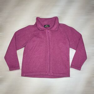 American South Side, Zip-up Alpaca Wool Sweater in Rasberry, Women’s Medium